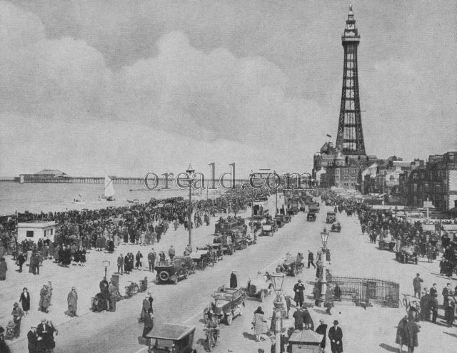 BLACKPOOL'S BUSY CENTRAL PROMENADE AND TOWER: A GREAT LANCASHIRE WATERING PLACE BLACKPOOL'S BUSY CENTRAL PROMENADE AND TOWER: A GREAT LANCASHIRE WATERING PLACE