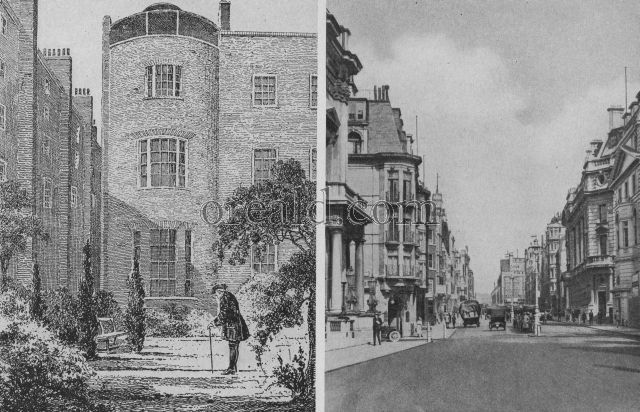 AN EIGHTEENTH CENTURY VIEW OF WHITE'S CLUB, A FAMOUS RALLYING GROUND OF THE DANDIES: ST. JAMES'S STREET TO-DAY AN EIGHTEENTH CENTURY VIEW OF WHITE'S CLUB, A FAMOUS RALLYING GROUND OF THE DANDIES: ST. JAMES'S STREET TO-DAY