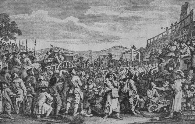 THE IDLE APPRENTICE MAKES HIS DYING SPEECH TO THE CROWD AT TYBURN: AS HOGARTH CONCEIVED THE SCENE THE IDLE APPRENTICE MAKES HIS DYING SPEECH TO THE CROWD AT TYBURN: AS HOGARTH CONCEIVED THE SCENE