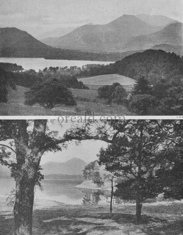 THE FRIAR'S CRAG ON DERWENTWATER AND THE LAKE FROM THE ROADSIDE THE FRIAR'S CRAG ON DERWENTWATER AND THE LAKE FROM THE ROADSIDE
