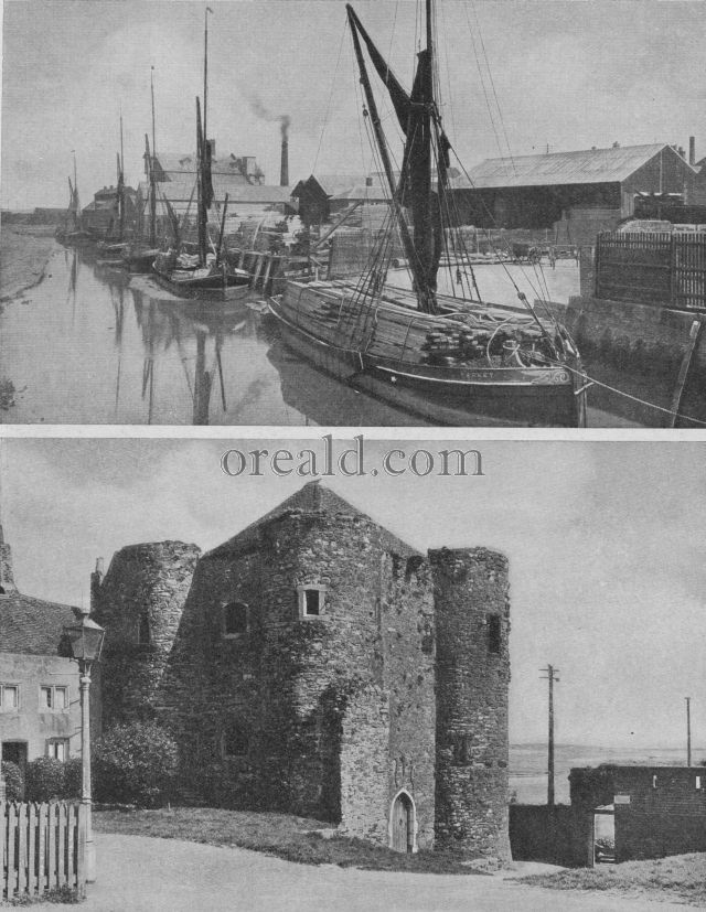 YPRES TOWER, RYE: THAMES BARGES LOADING TIMBER IN FAVERSHAM CREEK YPRES TOWER, RYE: THAMES BARGES LOADING TIMBER IN FAVERSHAM CREEK