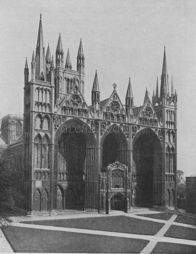 WEST FRONT OF PETERBOROUGH, DATING FROM THE THIRTEENTH CENTURY WEST FRONT OF PETERBOROUGH, DATING FROM THE THIRTEENTH CENTURY