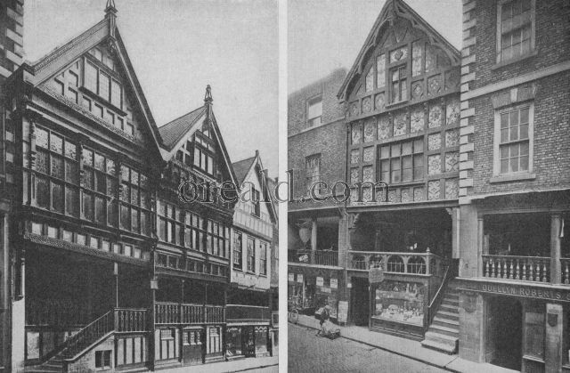 TWO OF CHESTER'S TIMBERED TREASURES ABOVE THE ROWS IN WATERGATE STREET TWO OF CHESTER'S TIMBERED TREASURES ABOVE THE ROWS IN WATERGATE STREET
