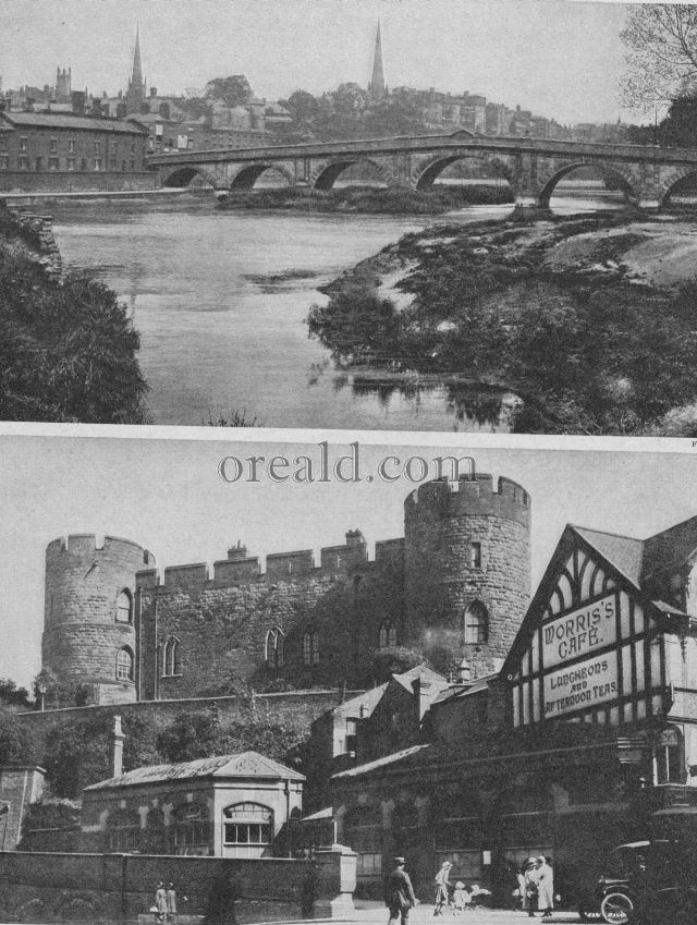 SHREWSBURY CASTLE AND THE 'ENGLISH BRIDGE' INTO THE TOWN SHREWSBURY CASTLE AND THE 'ENGLISH BRIDGE' INTO THE TOWN
