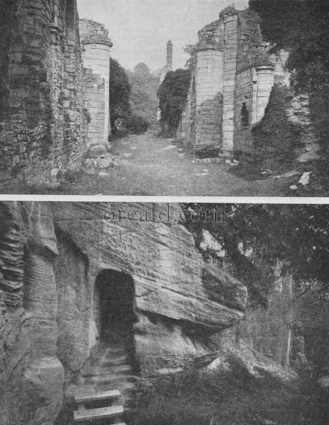 WARKWORTH HERMITAGE IN THE SANDSTONE ROCK AND FINCHALE PRIORY'S RUINED NAVE WARKWORTH HERMITAGE IN THE SANDSTONE ROCK AND FINCHALE PRIORY'S RUINED NAVE