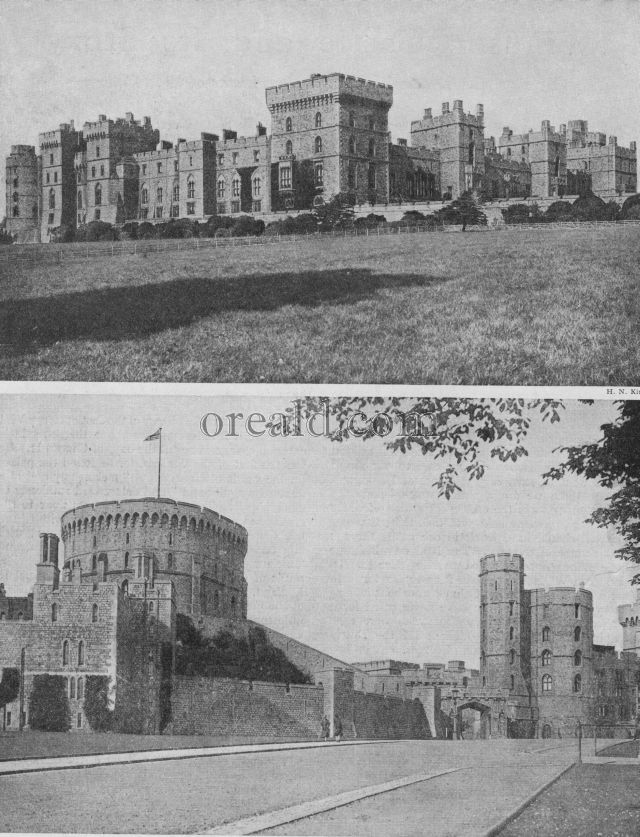 BATTLEMENTS AND TOWERS OF WINDSOR'S PALACE-CASTLE BATTLEMENTS AND TOWERS OF WINDSOR'S PALACE-CASTLE